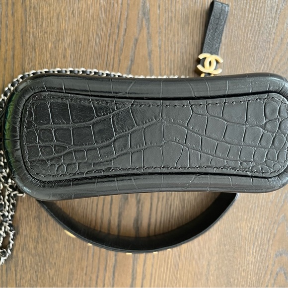 CHANEL Crocodile Embossed Calfskin Gabrielle Coco Hobo Small Bag 💯 Authentic - Picture 6 of 15
